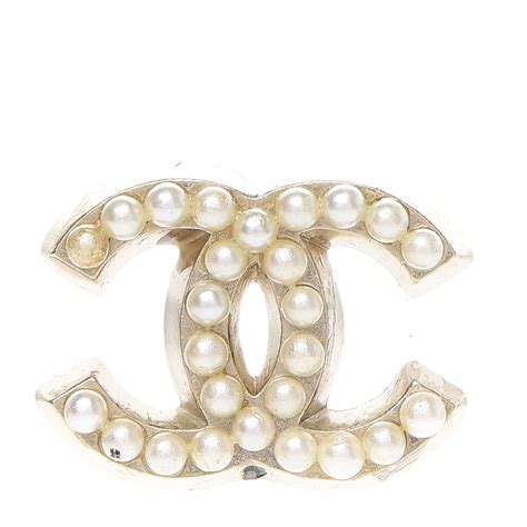 chanel gold and faux pearl beaded cc brooch